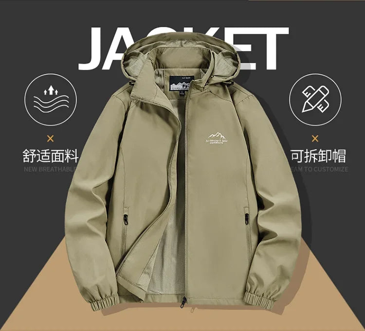 Men’s Hooded Windbreaker Jacket – Autumn Winter Casual Coat