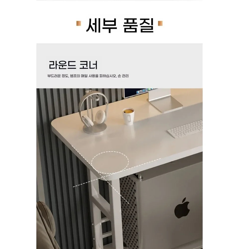 Simple Double-Layer Small Office Desk Floor Standing Simplicity Bedside Desk Adjustable Height Side Mobile Laptop Computer Table