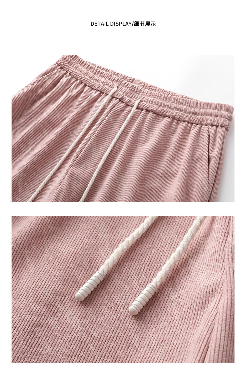 Men’s Corduroy Tie-Dye Cargo Pants Loose Autumn Trousers