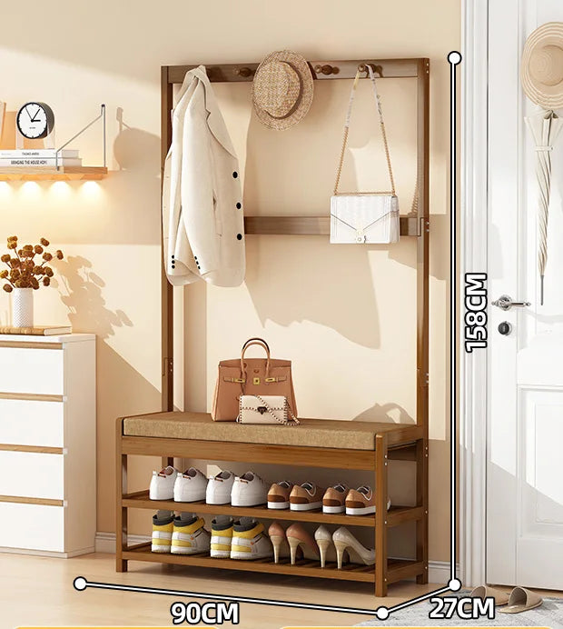 Bamboo Shoe Changing Stool – Modern Entryway Bench