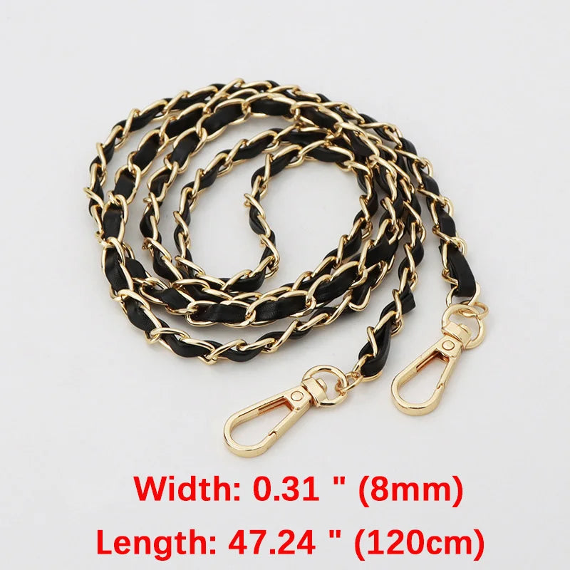 PU Leather Metal Chain Accessories Crossbody Shoulder Portable Wrist Bag Chain Strap Replacement Luggage Accessories Versatile