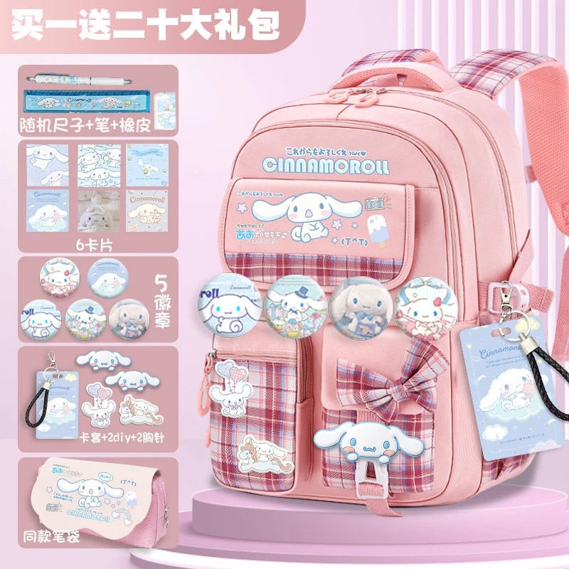 Sanrio Kuromi Schoolbag Girls' new 2024 high-volume spine-protecting light school backpack for grades 3-9