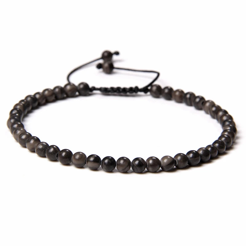4MM Natural Stone Beaded Bracelet – Adjustable Unisex Quartz