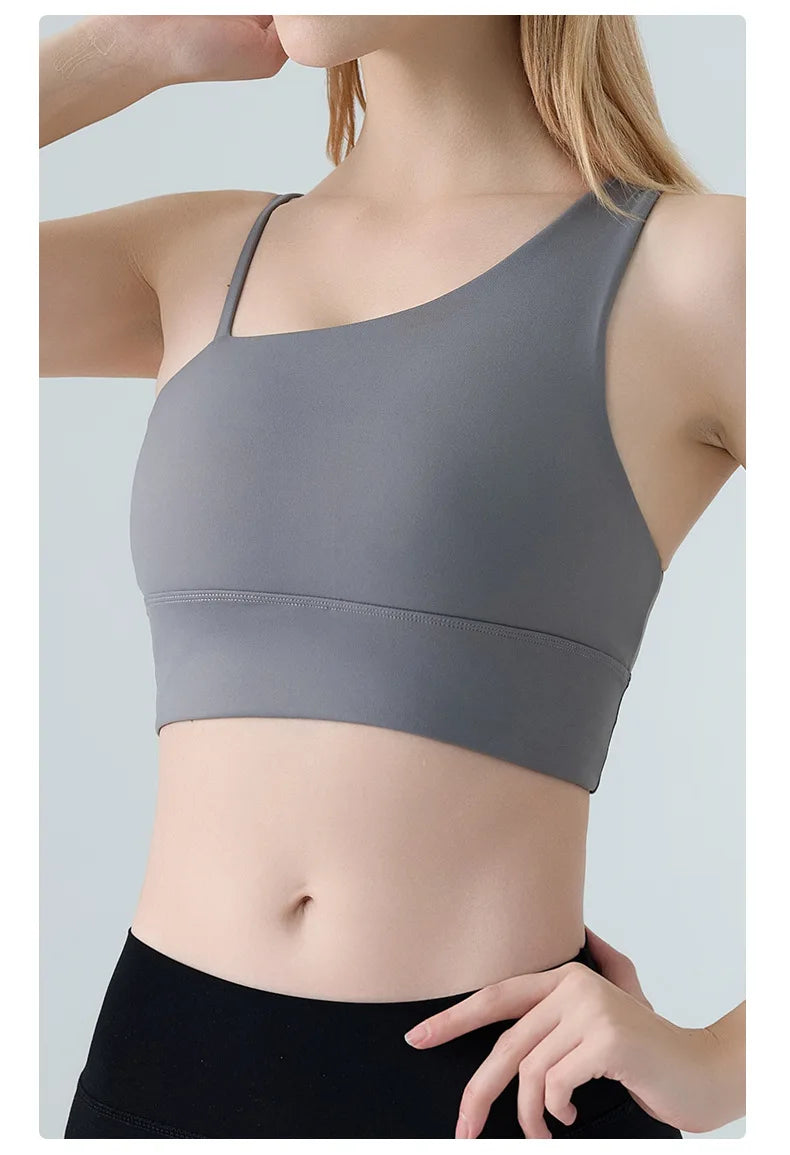 Sports Bra for Women, Shock-absorbing and Anti Sagging Bra, Worn Externally with Chest Cushion, Sloping Shoulder, Fitness Dance