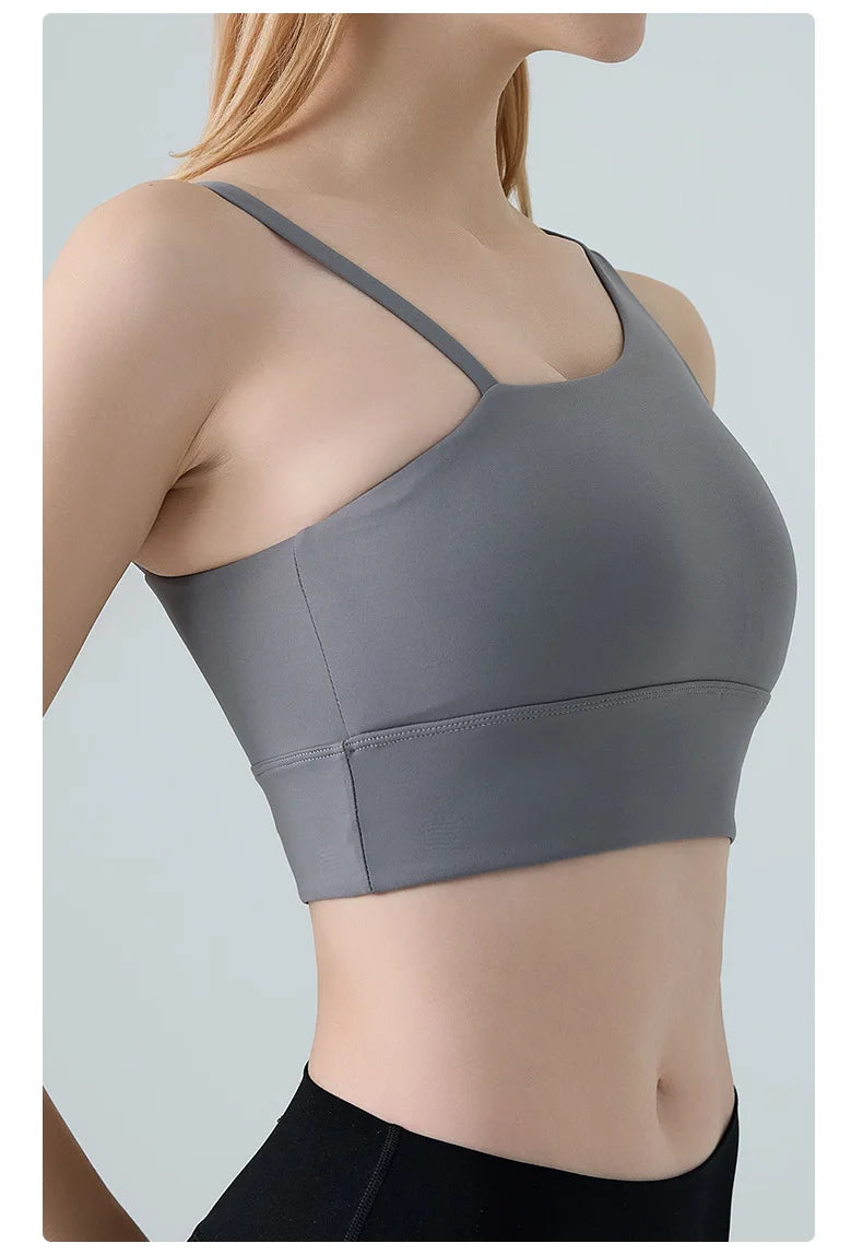Sports Bra for Women, Shock-absorbing and Anti Sagging Bra, Worn Externally with Chest Cushion, Sloping Shoulder, Fitness Dance