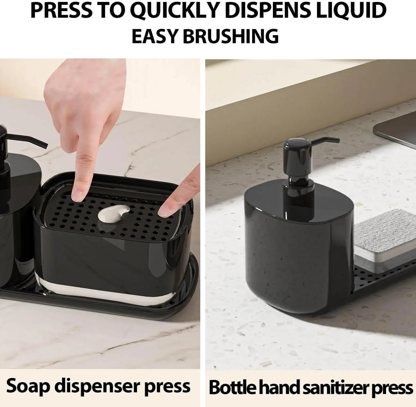 4-in-1 Kitchen Soap Dispenser with Sponge & Rag Rack
