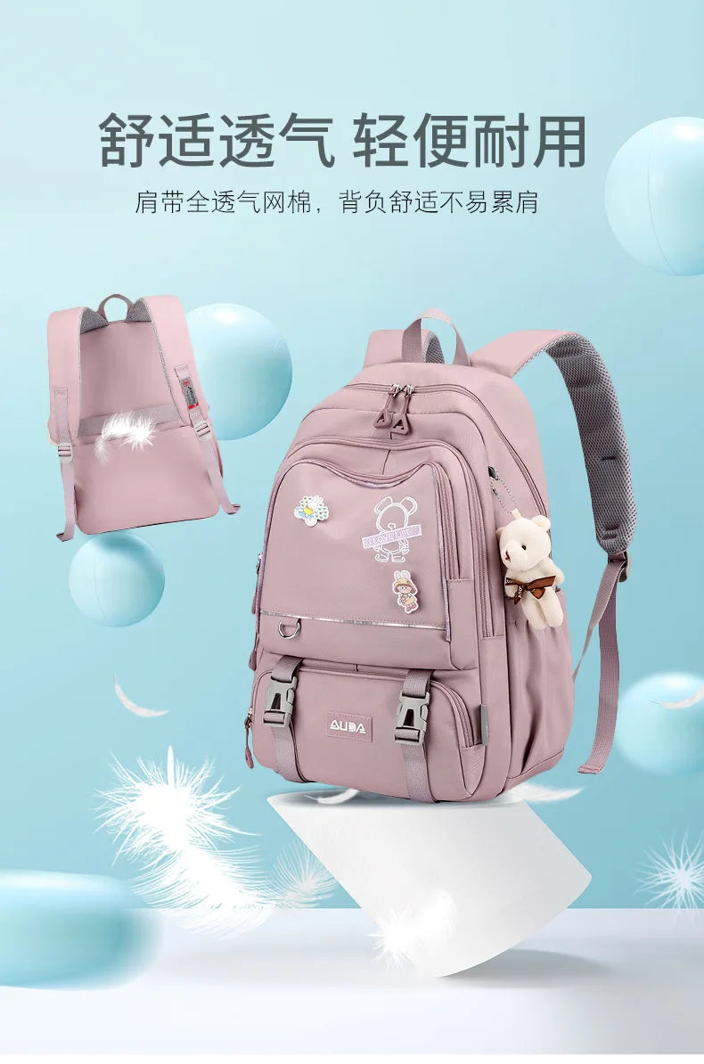 Children School Bags For Girls Large Schoolbag Kawaii Primary School Backpack Kids Book Bag Waterproof Laptop Travel Rucksack