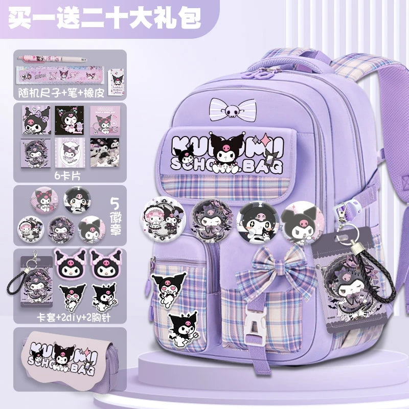 Sanrio Kuromi Schoolbag Girls' new 2024 high-volume spine-protecting light school backpack for grades 3-9