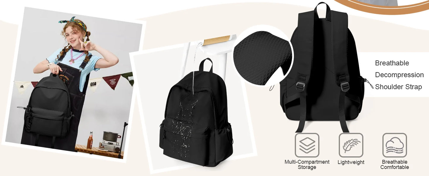 School backpack for Girl, Aesthetic Backpack for Women Cute Bookbag Preppy College Casual Lightweight Laptop Backpack Anti theft