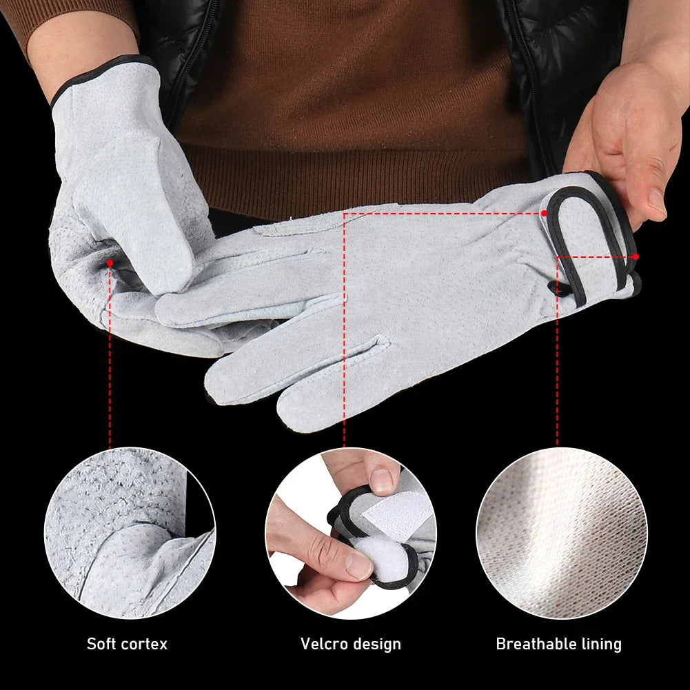 Work Gloves Cowhide Leather Welding Gloves Heat Resistant Security Protection Safety Work Gloves for Welder Cutting Gardening