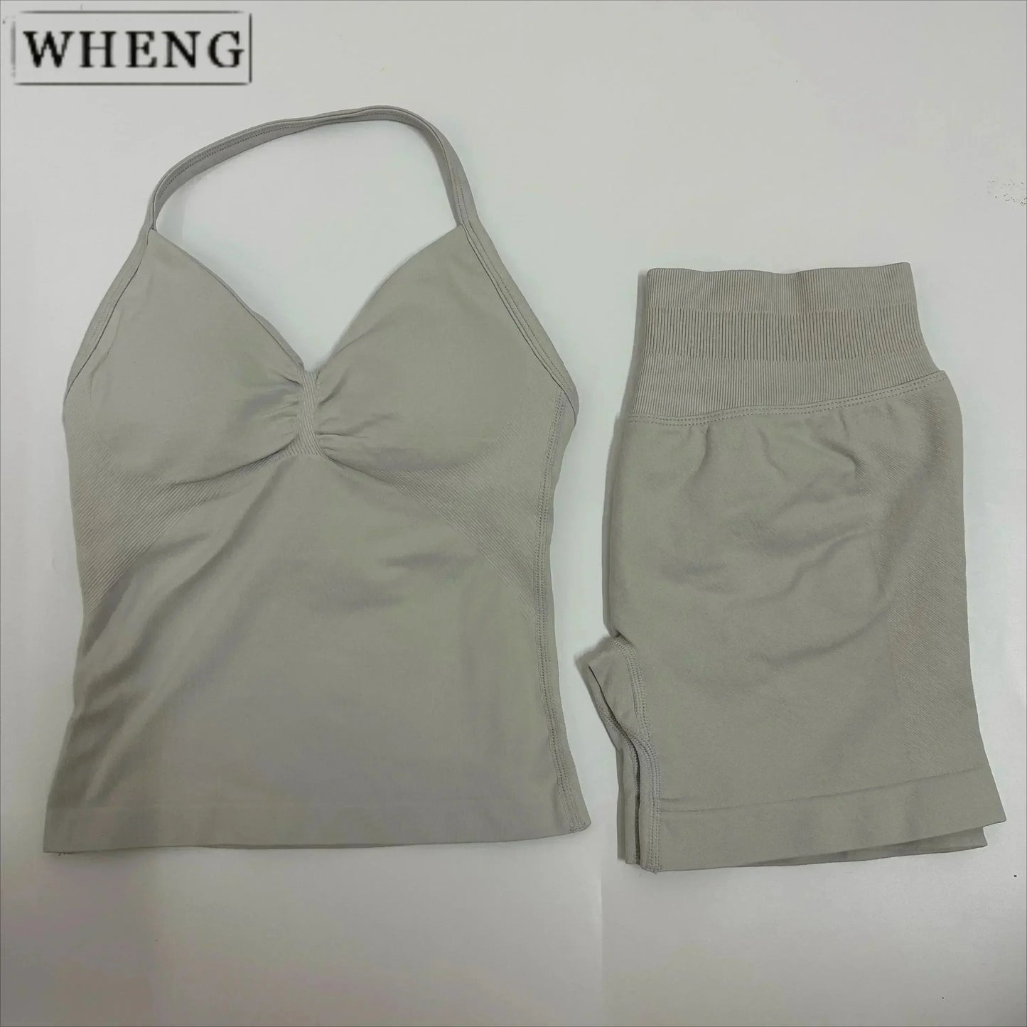 Summer fitness shape  beautiful shoulder straps  chest pillow  bra and yoga shorts  a must for fitness.