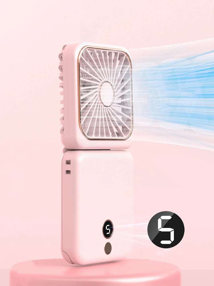 3-in-1 Mini Portable Neck & Handheld Fan with Power Bank