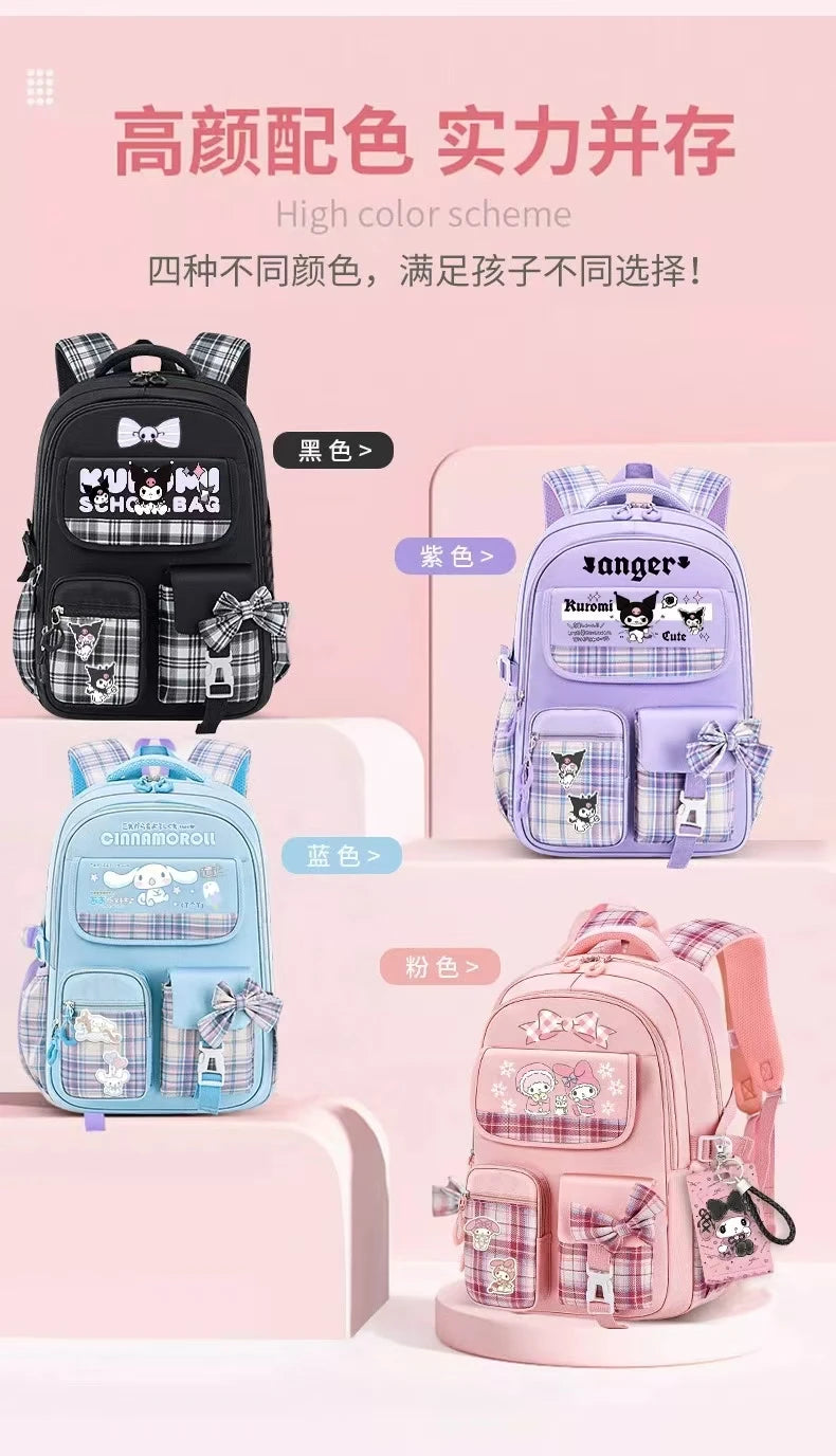 Sanrio Kuromi Schoolbag Girls' new 2024 high-volume spine-protecting light school backpack for grades 3-9