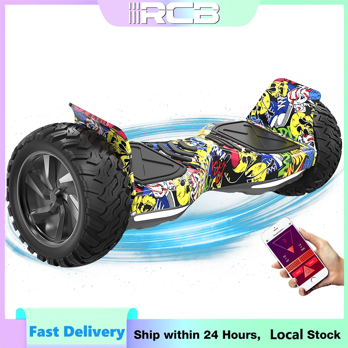 RCB Hoverboard 8.5" all terrain hoverboards, APP control, integrated LED Bluetooth with powerful motor, electric skateboard