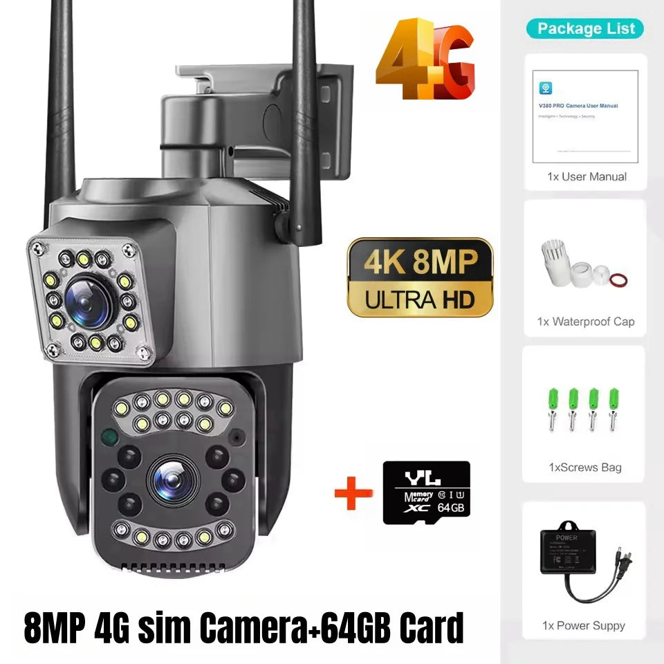 8MP 4G Dual Lens Outdoor CCTV Security Camera