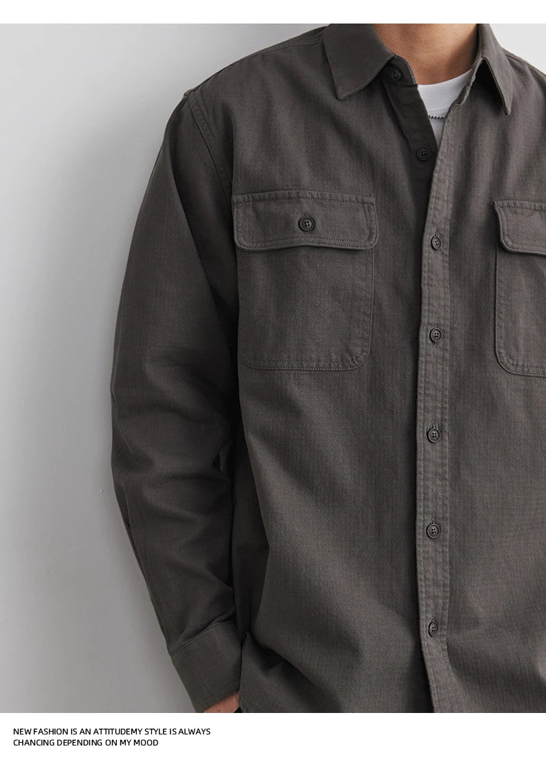 Men’s Cotton Work Shirt Jacket – Autumn Outdoor Safari Style