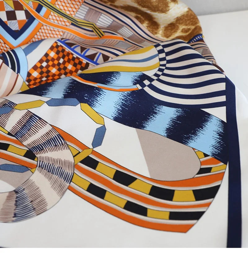 100% Silk Square Scarf – Fashion Neckerchief & Shawl 88cm