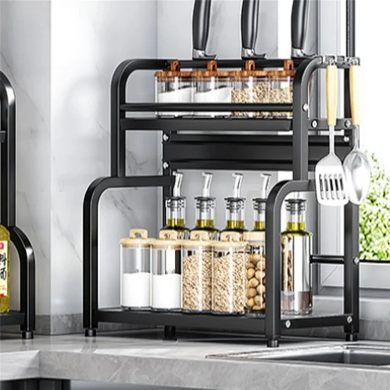 SOFT-Multi-Layer Stainless Steel Kitchen Storage Rack - Seasoning, Chopsticks, Knife & Jar Organizer For Household Use
