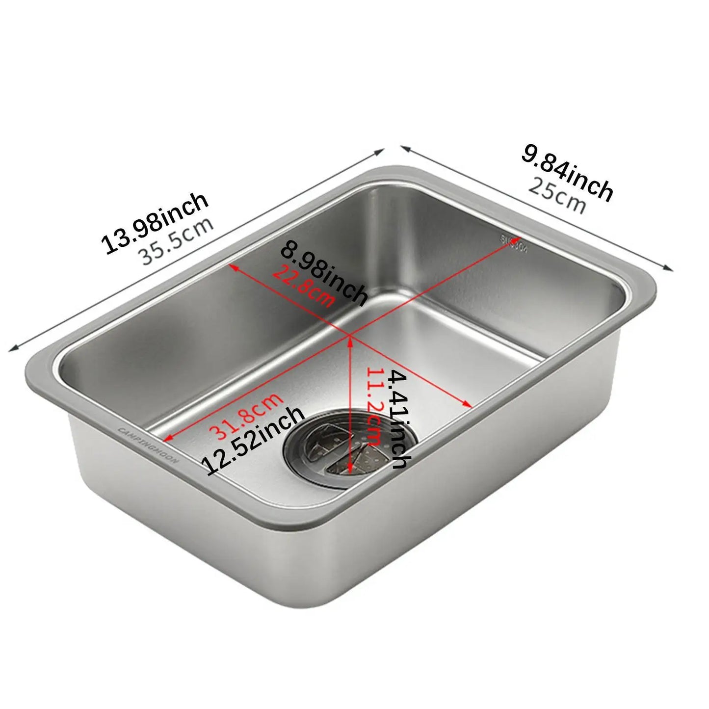 Stainless Steel Camping Sink Camping Table Sink Basin for Picnic Camping RV