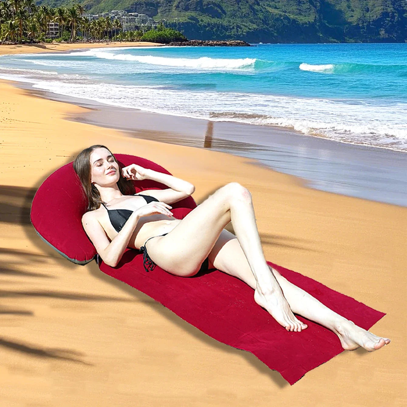 Foldable Inflatable Beach Mat – Portable Camping Lounge