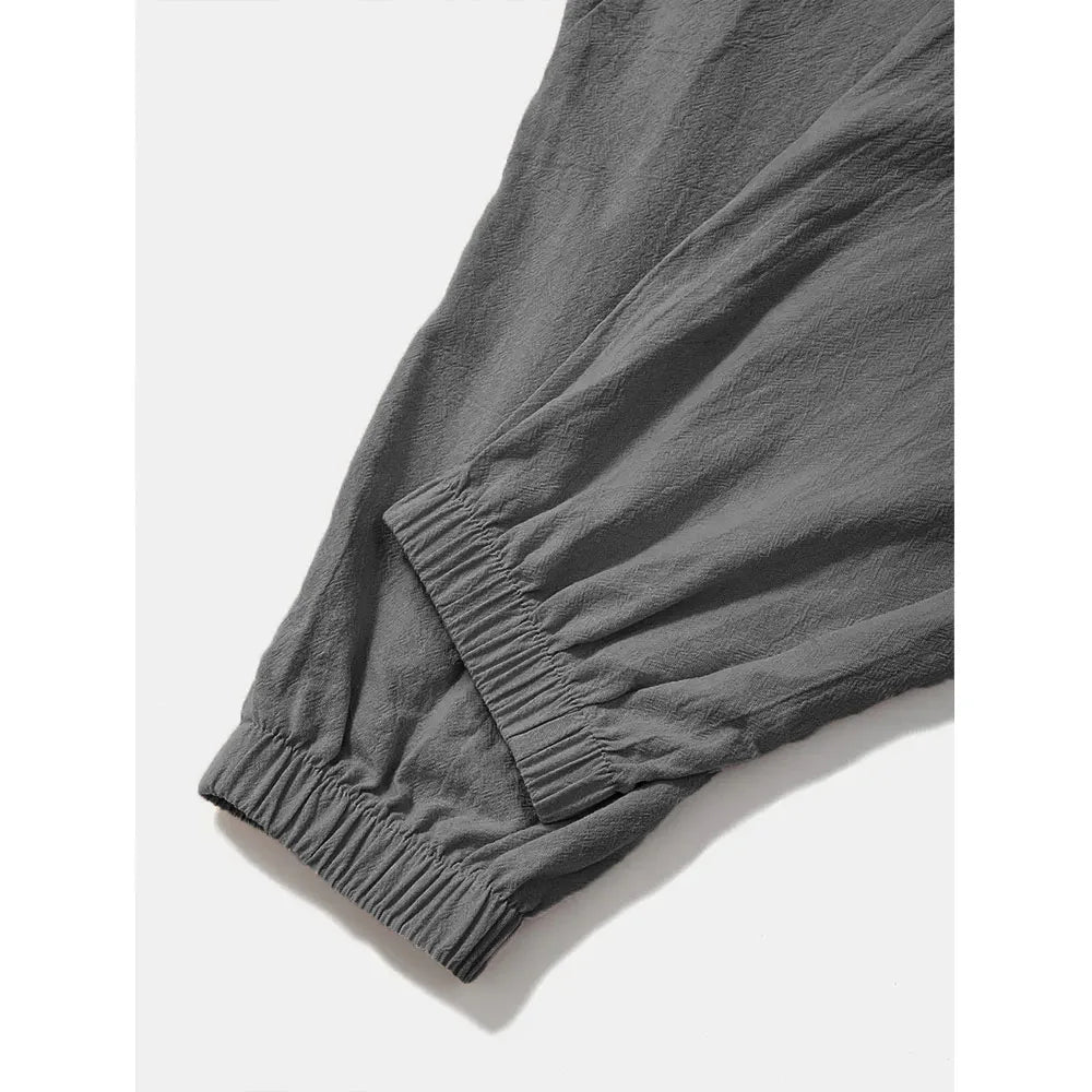 Men’s Harem Pants – Cotton Linen Loose Fit Joggers, Breathable Streetwear Trousers