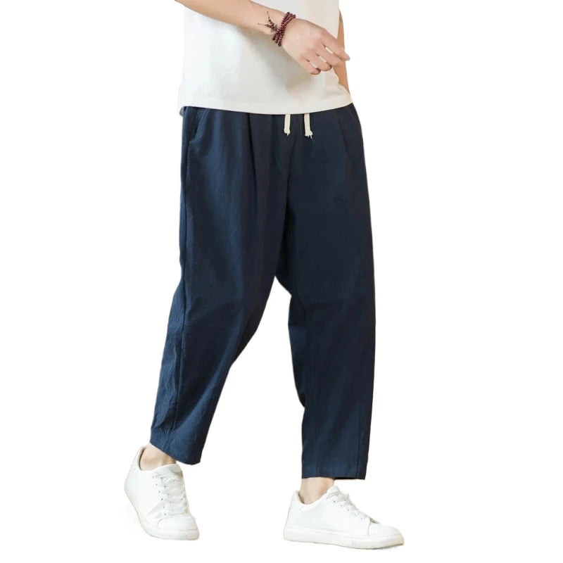 Men’s Cotton Linen Pants – Casual Loose Streetwear