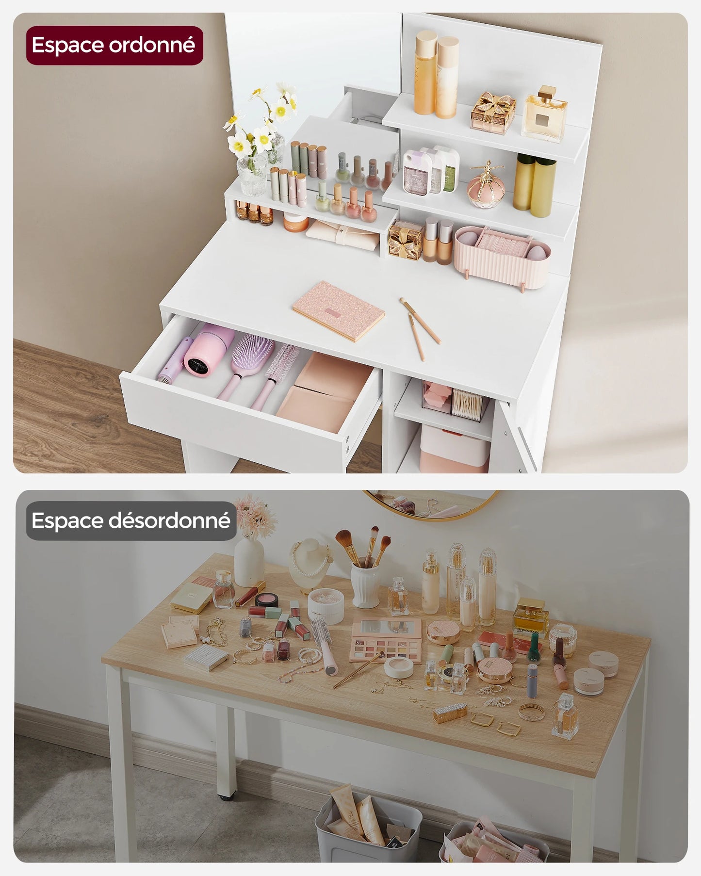 Modern Vanity Table with Mirror & Storage