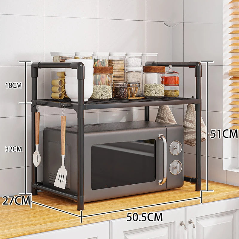 2-Tier Kitchen Microwave Storage Rack Condiment Organizer