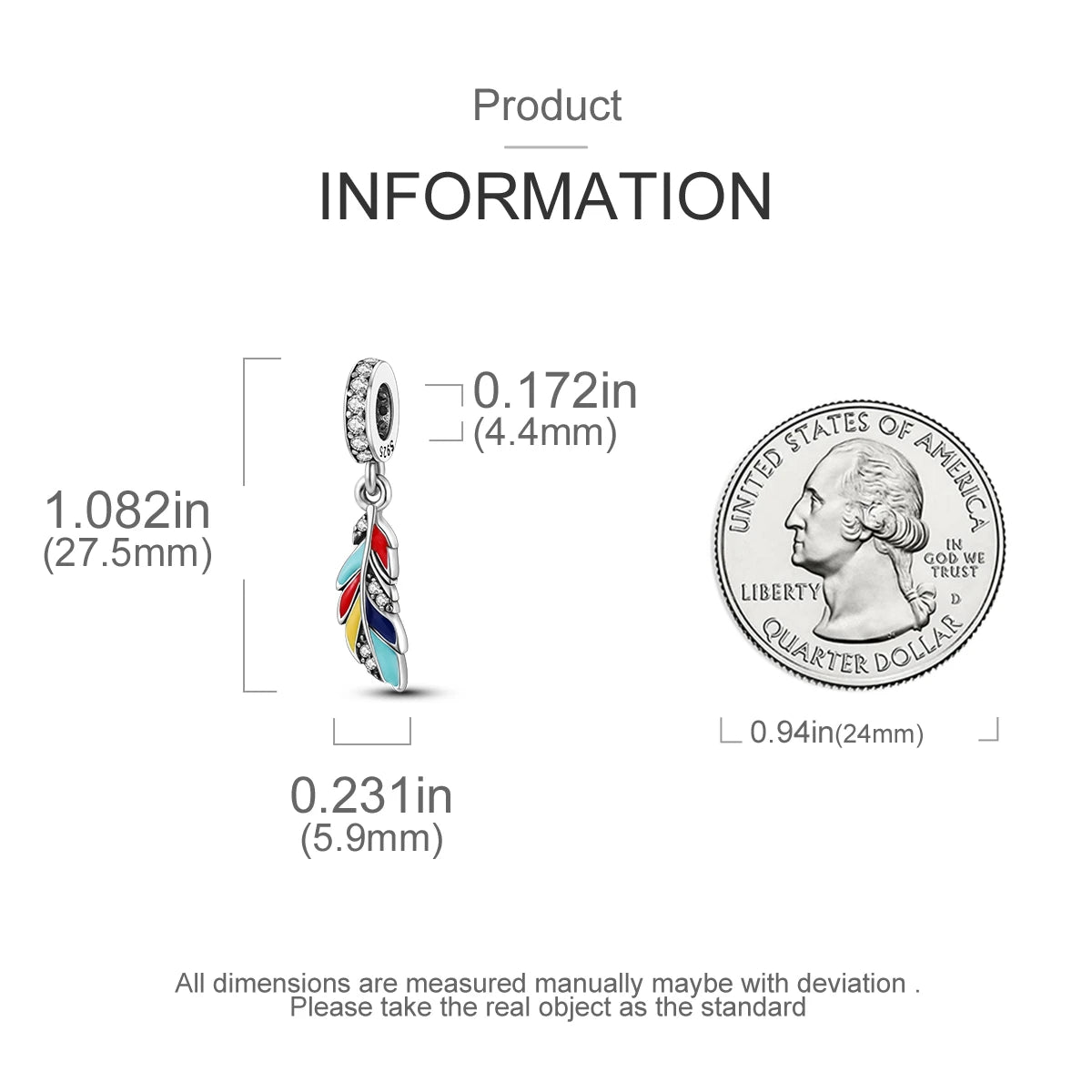 925 Sterling Silver Colorful Koi Pendant Beads Lucky Charm for DIY Bracelets