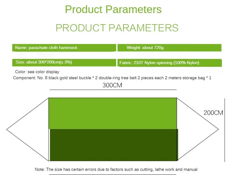 Ultralight Hammock 2 People Full Hanging Hammocks 300x200 Portable for Camping Outdoor Travel Tourist Garden Beach Large Hammock