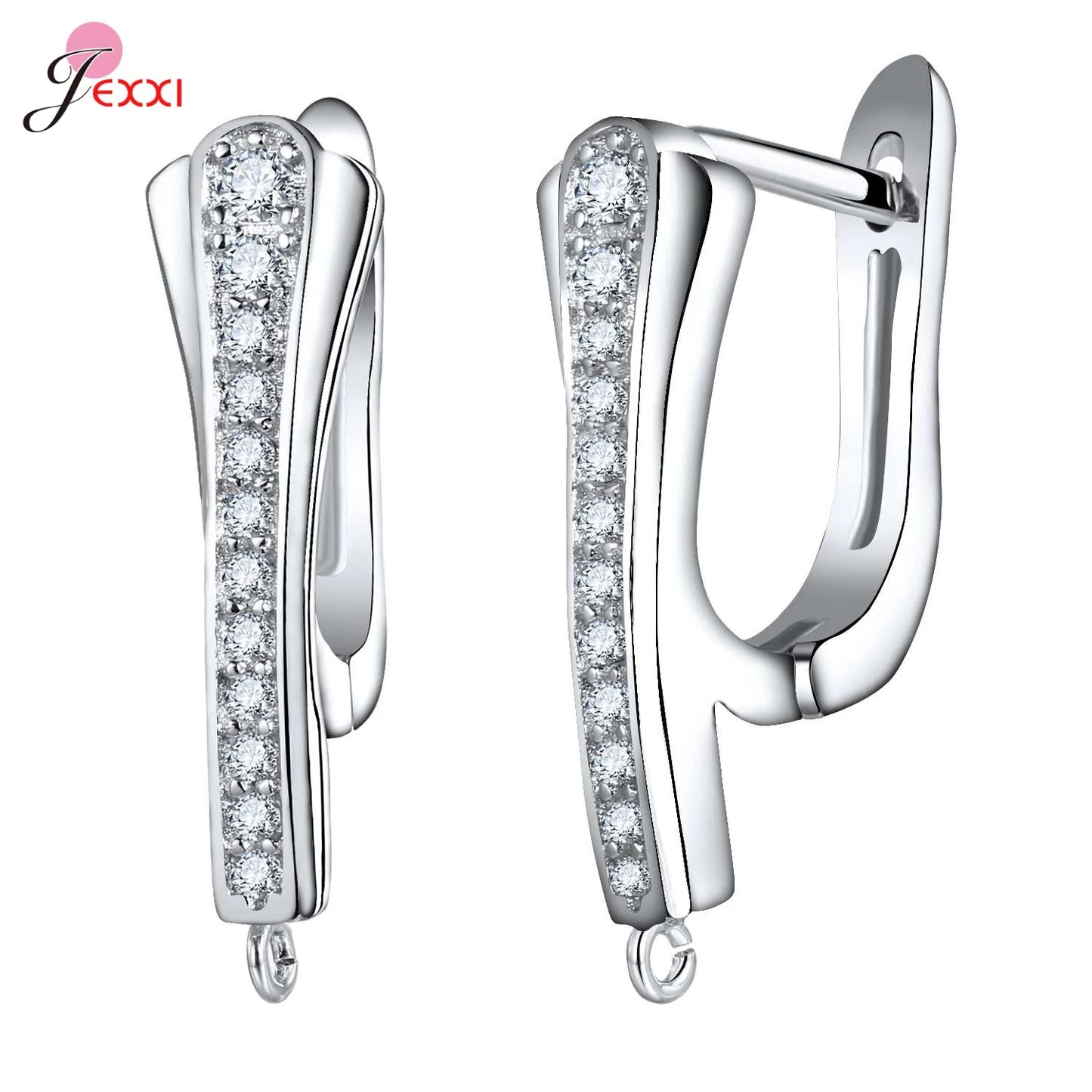 Trendy 925 Sterling Silver Earring Hooks For DIY Jewelry Makings Cubic Zirconia Earring Clasps Accessories