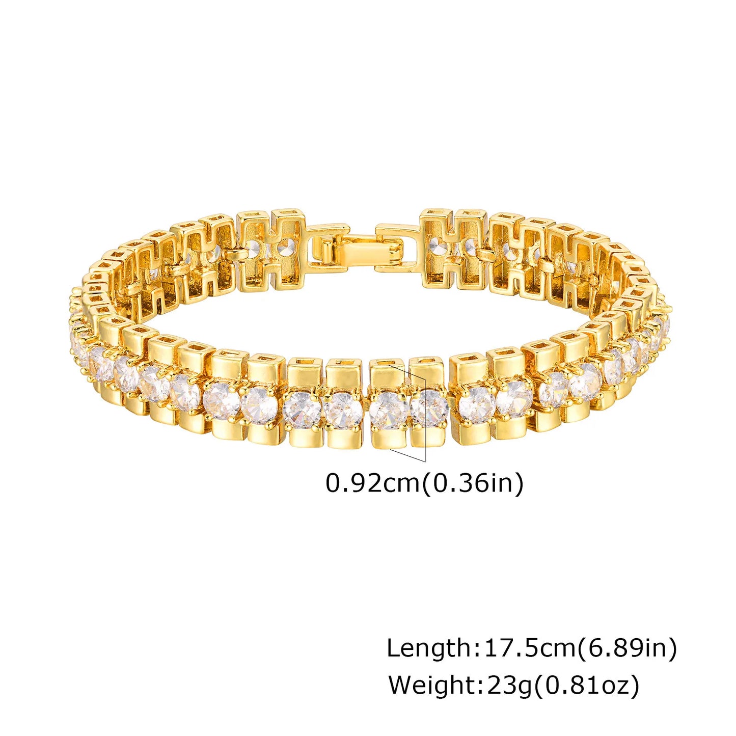 Vnox  Block Chain Bracelets For Women Cubic Zirconia Inlay, Gold Plated Fashion Charm Jewelry Gifts To Girlfriend