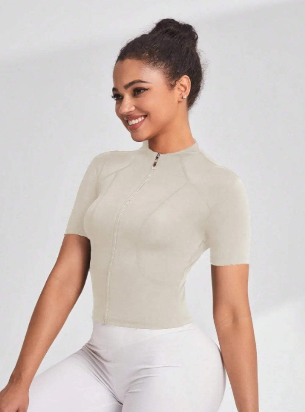 Women’s Yoga & Cycling Top – Zipper Sports T-Shirt