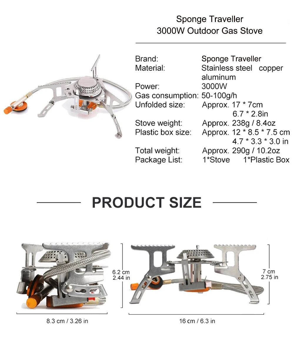 KIQUNE Portable Camping Gas Stove 3500W Outdoor Cooking