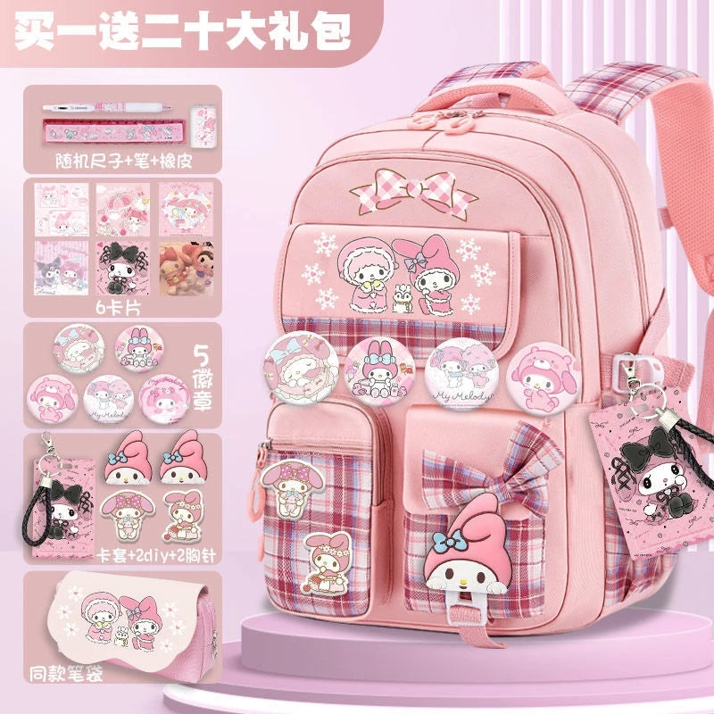 Sanrio Kuromi Schoolbag Girls' new 2024 high-volume spine-protecting light school backpack for grades 3-9