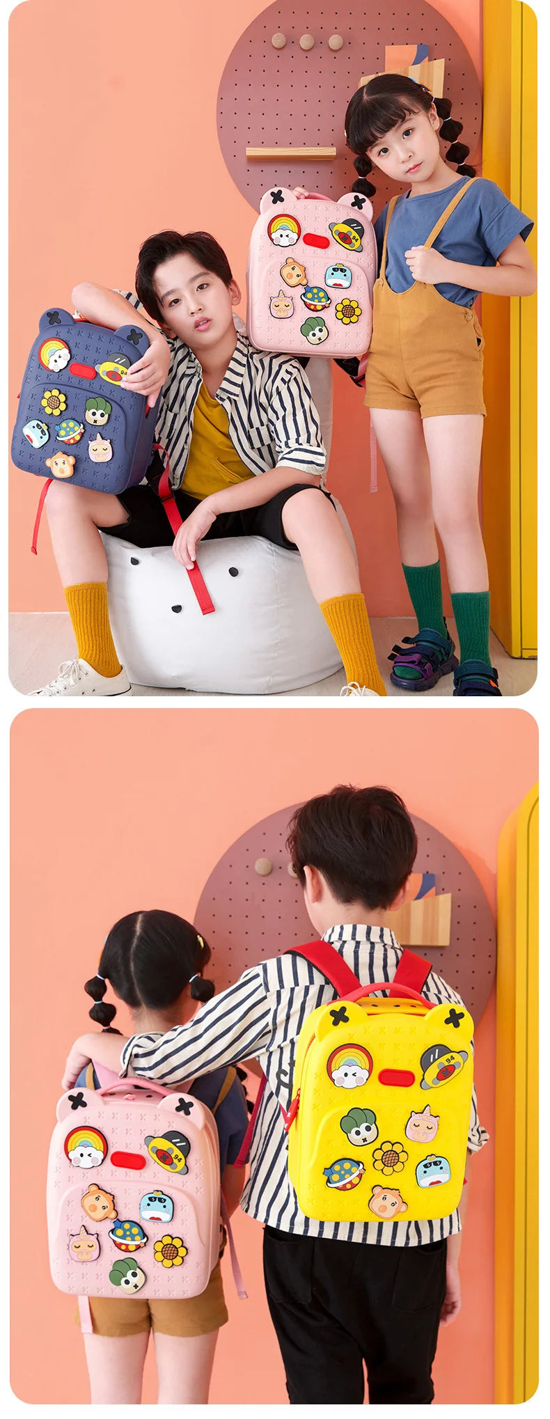 Fashion DIY Cartoon School Bags for Kids Boys Waterproof Children School Backpacks for Girls Kindergarten Kawaii Book Bag Gift