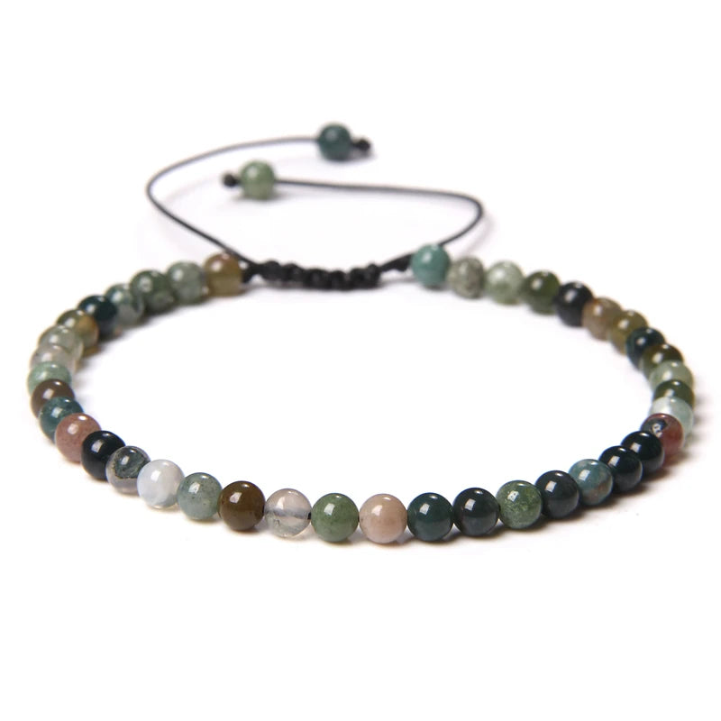 4MM Natural Stone Beaded Bracelet – Adjustable Unisex Quartz