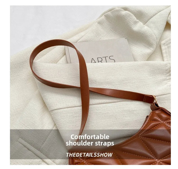 Vintage Fashion Versatile New Women's Bags Solid Rhombic High-End Texture Simple Generous Temperament Crossbody Shoulder