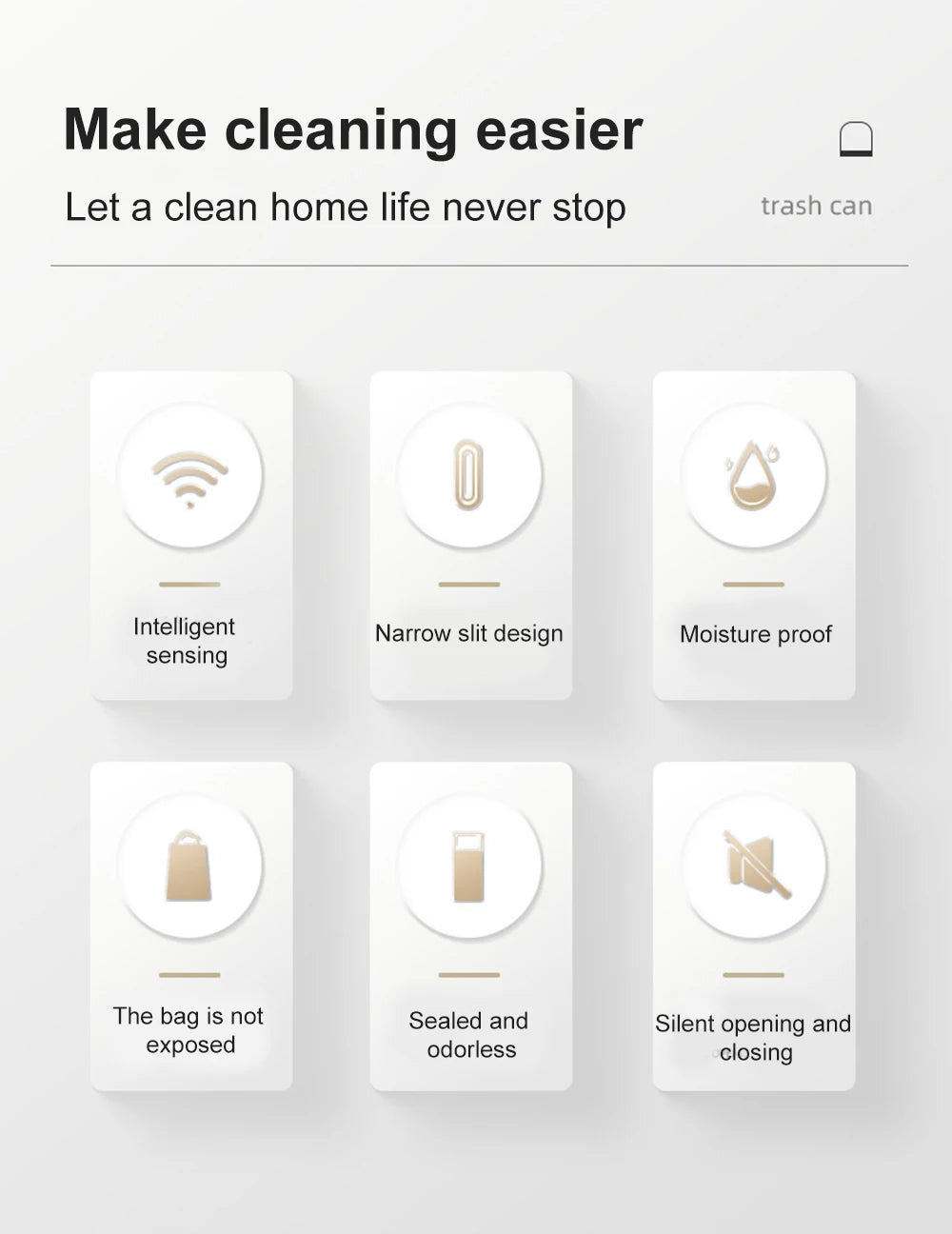 Smart Home Automatic Sensor Trash Can For Kitchen Bathroom Toilet Smart Trash Can Living Room Dustbin Wastebasket Waterproof Bin