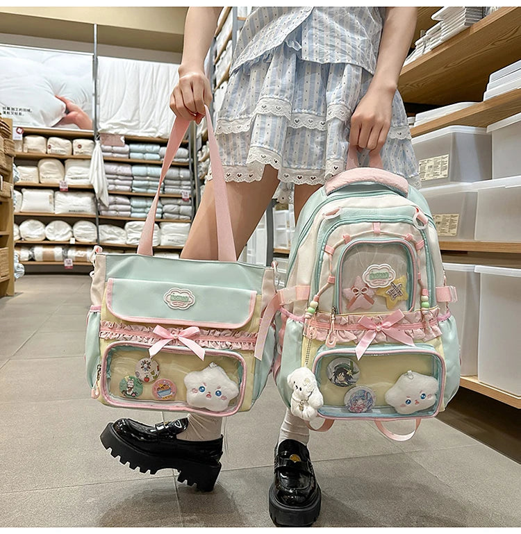 Large Capaci Children's School Bag Set for Girls Primary And Middle School Double oulder Bapa Sweet College Sle