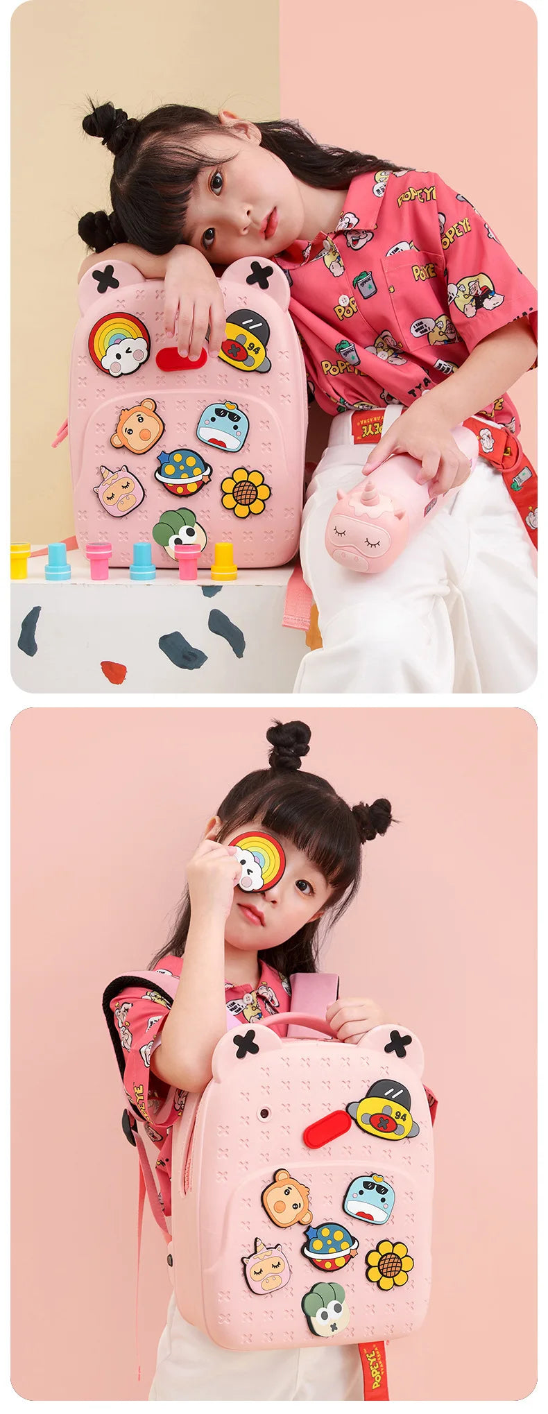 Fashion DIY Cartoon School Bags for Kids Boys Waterproof Children School Backpacks for Girls Kindergarten Kawaii Book Bag Gift