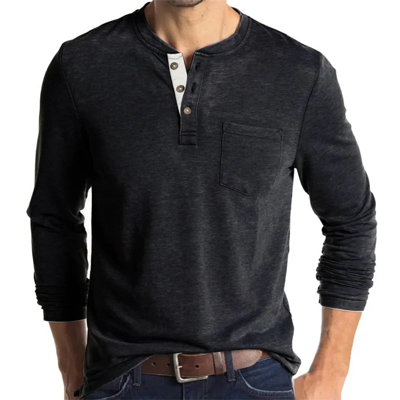 Men’s Casual Long Sleeve Elastic T-Shirt