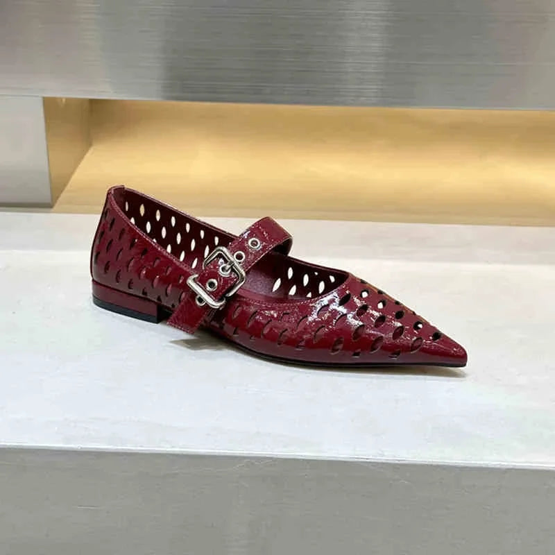 Women Sandals Pointed Toe  Flats Hollow Loafers Shoes