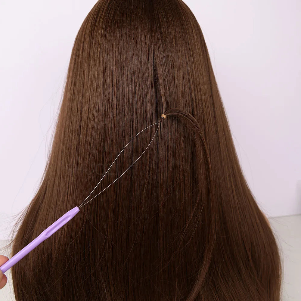 5 PCS Hair Extension Loop Needle Threader Pulling Hook Tool and Bead Device Tool Loop Threader for Hair or Feather Extensions