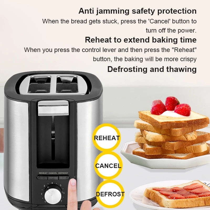 2-Slice Electric Toaster – Bread & Sandwich Maker 110V/220V