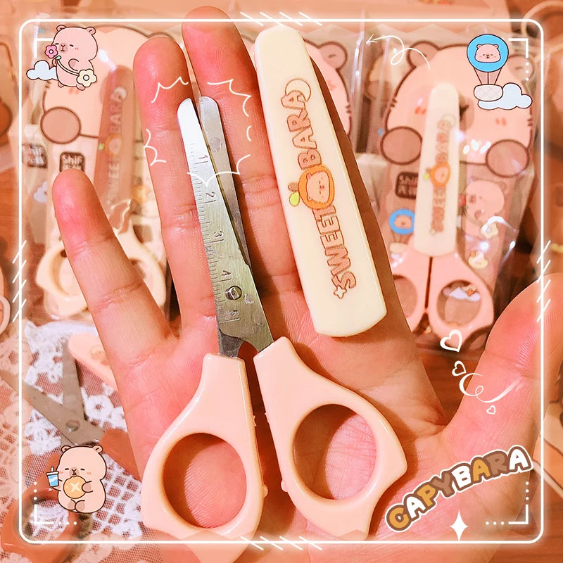school supplies kawaii stationery scissors office supplies and school acsesories cute capybara mini scissors Pretty stationery