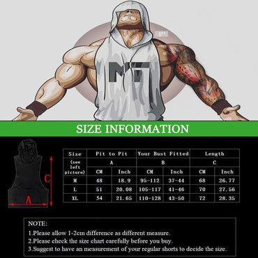 Men’s Sleeveless Hoodie – Cotton Gym Tank Top Vest