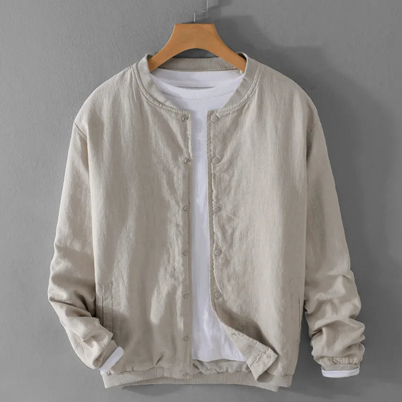 Men’s Cotton Linen Jacket – Casual Travel Stand Collar