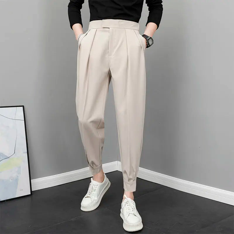 Men High Waist Casual Loose Spring Summer Pants