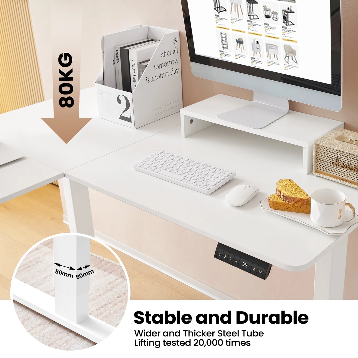 Electric L-Shaped Sit Stand Desk – 140x120cm Adjustable